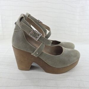 Free People Womens Buena Vista Leather Platform Wedge Strappy Heels Size 37 EU